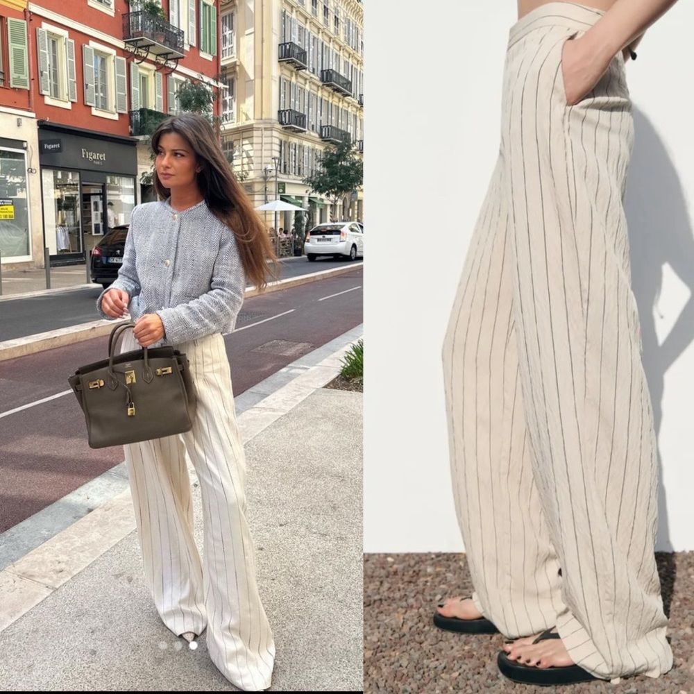 Zara PINSTRIPE STRAIGHT LEG PANTS